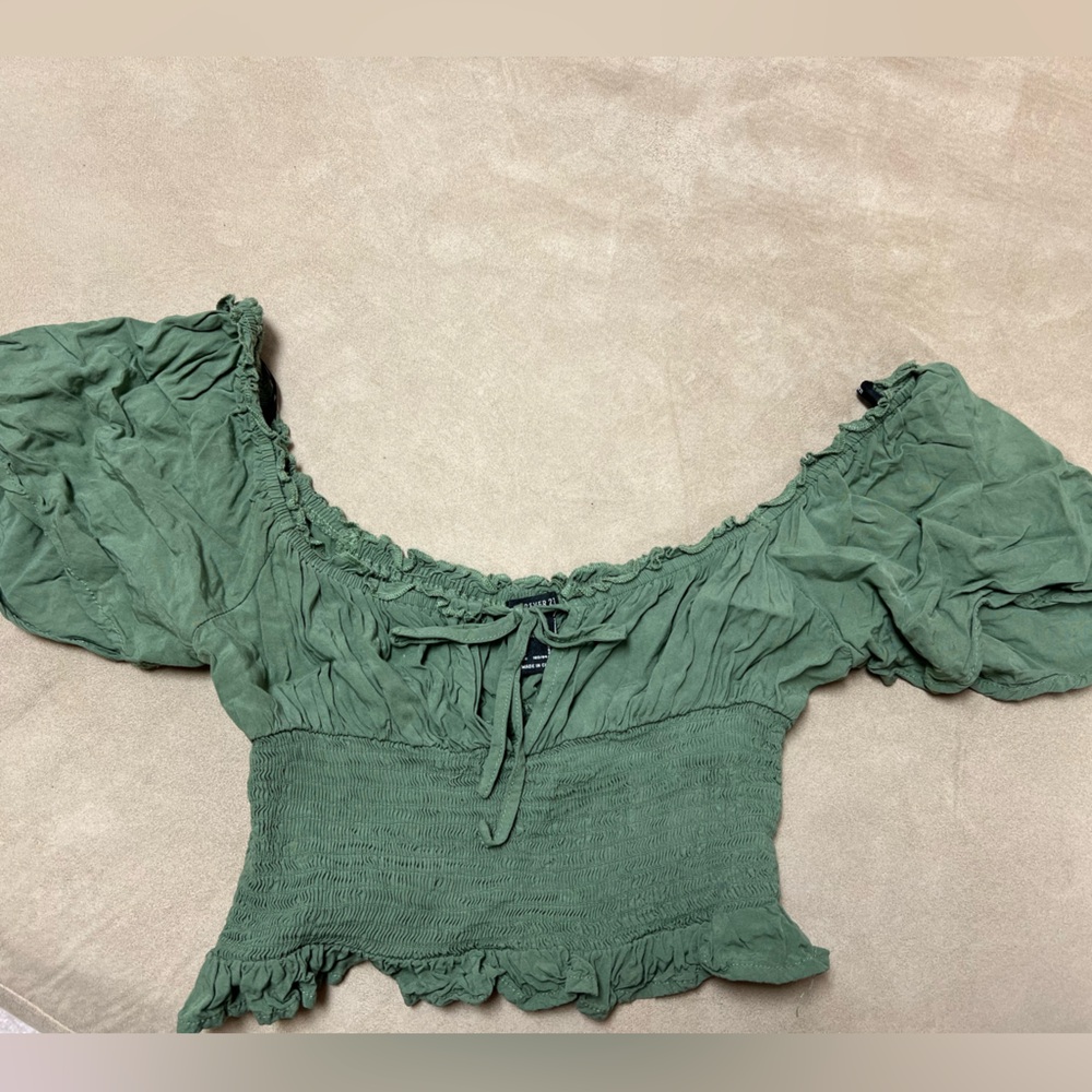 Olive Green Ruffled Top